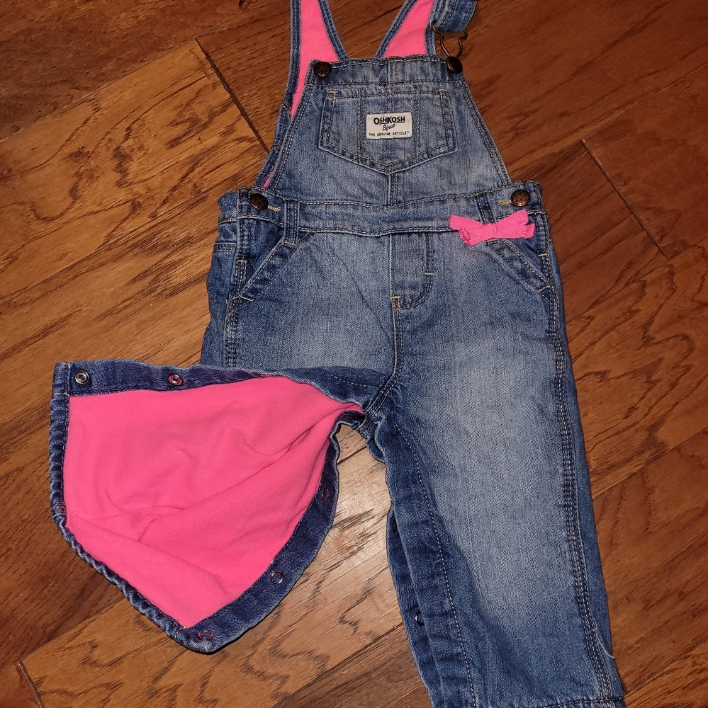 12M OSHKOSH OVERALLS HOT PINK FLEECE